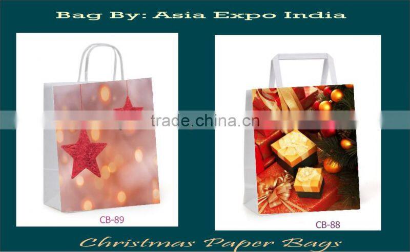 Paper carrier bag with new year designs printed glossy finish