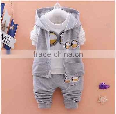 3PCS Baby Boys Girls Clothing Set Long Sleeve Shirt Pants Vest Hoodie