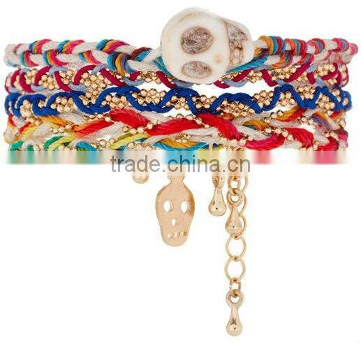 leather and rhinestone chain braided bracelet, wrap bracelet, glistening crystal chain and leather bracelet