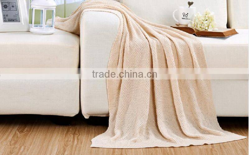 size 80 and 135cms 100% cotton waffle weave knitted breathable air conditioning newborn baby blanket