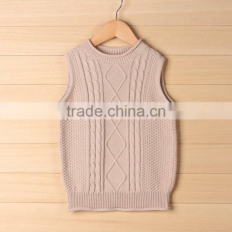 Fashionable solid color toddler knitted clothing kids cable sweater vest