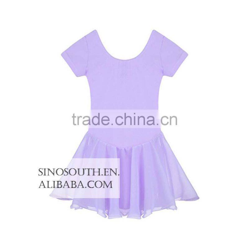 2017 New arrival Solid Color Short Sleeve girls leotard dance leotards Dress