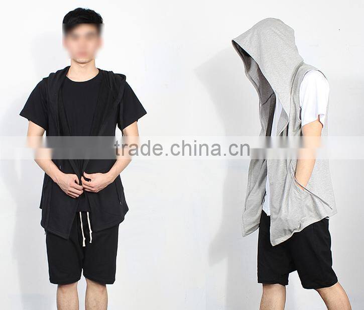2016 fashion custom full face zip long knee length hoodie