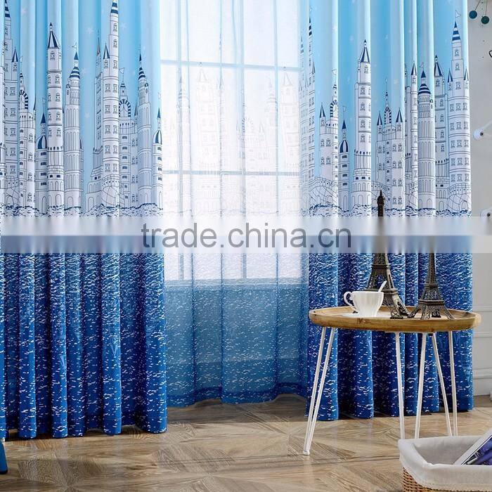 Mediterranean Style Drapes Marine Style Printed Curtains Fabric For Kid