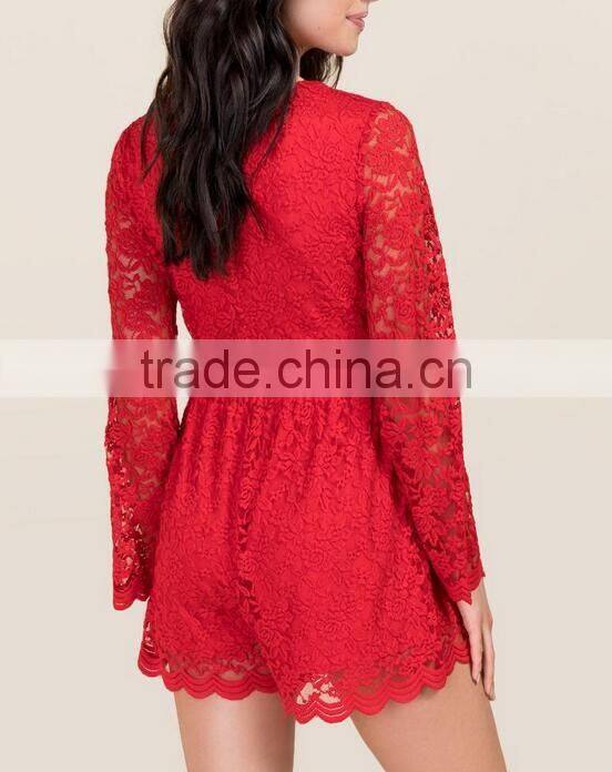 Sexy long sleeve lace club rompers jumpsuits women 2016