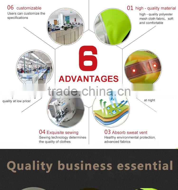 rgb led flashing police safety waterproof orange reflective running vest