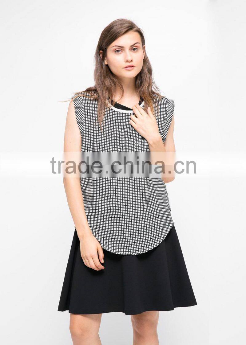 Chiffon check t-shirt china supplier