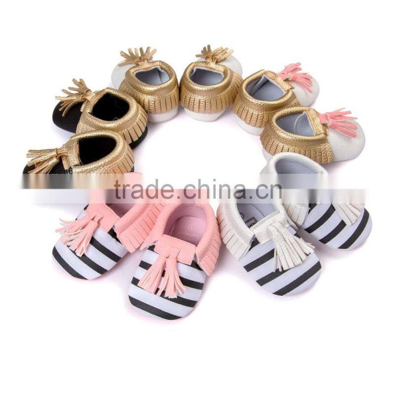PU baby moccasins with tassels, tassel baby moccasin
