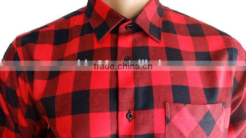 2017 latest fashion big check flannel shirt for men