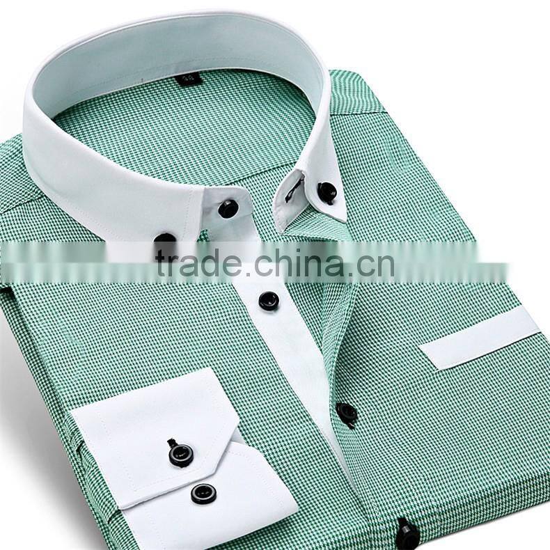 Fancy white color collar & cuff button down collar shirt for men