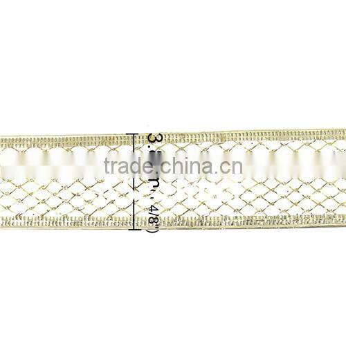 Golden Fabric Satin Ribbon For Christmas Decoration 3.8cm