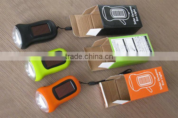 Led solar dynamo flashlight
