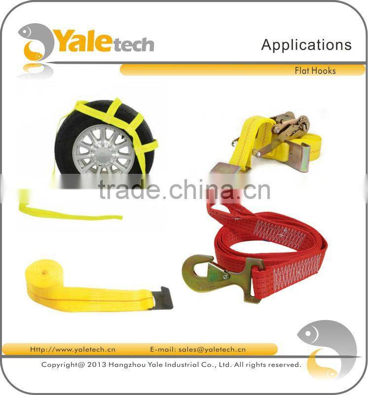 flat metal hook for 25mm cargo lashing belt(polyester webbing)