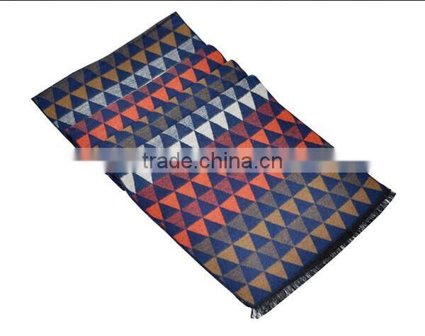 Classic yarn dyed jacquard cashmere checked plaid acrylic long men scarf custom