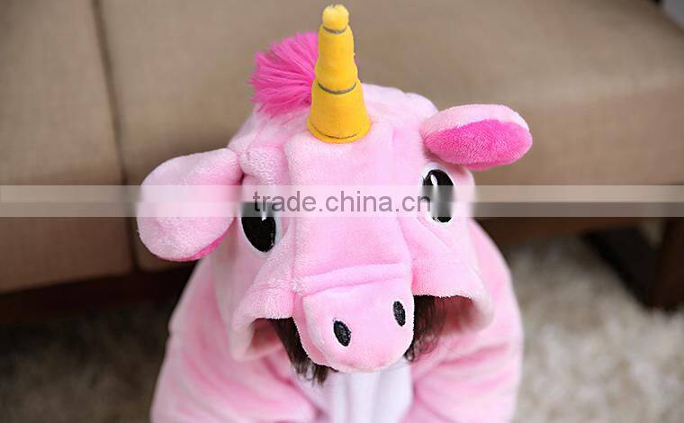 Best quality flannel fleece unicorn pajamas for children onesie