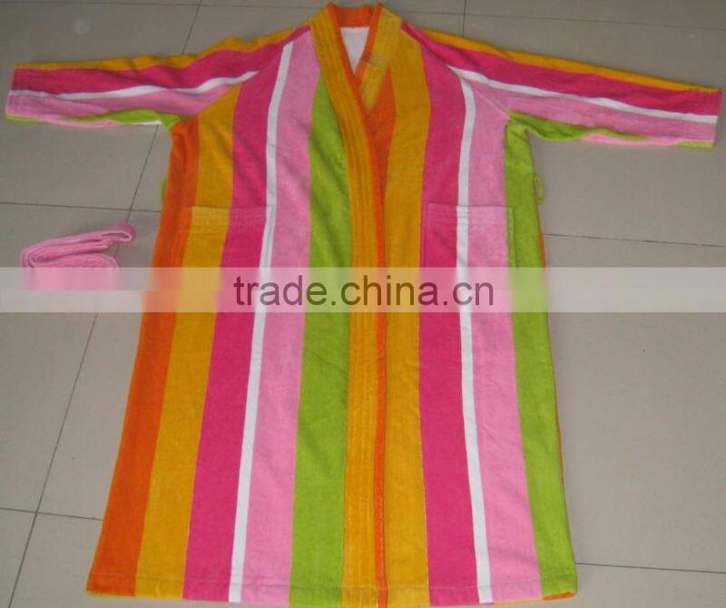 Reactive Print Bath Robe 100% Cotton Velour And Loop Robe