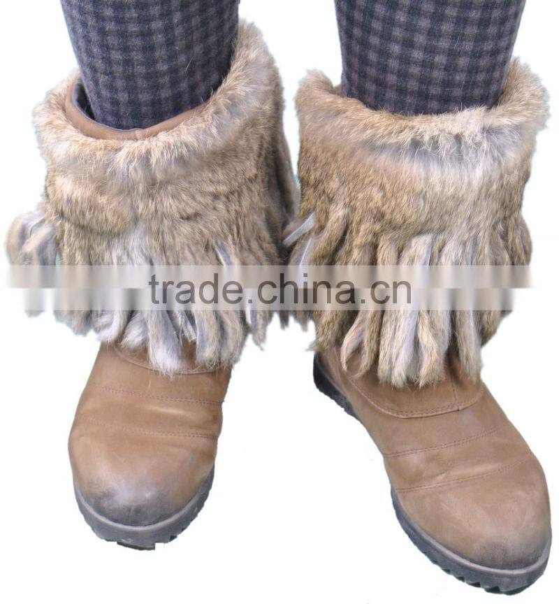 YR761 fashion natural brown rabbit fur leg warmer
