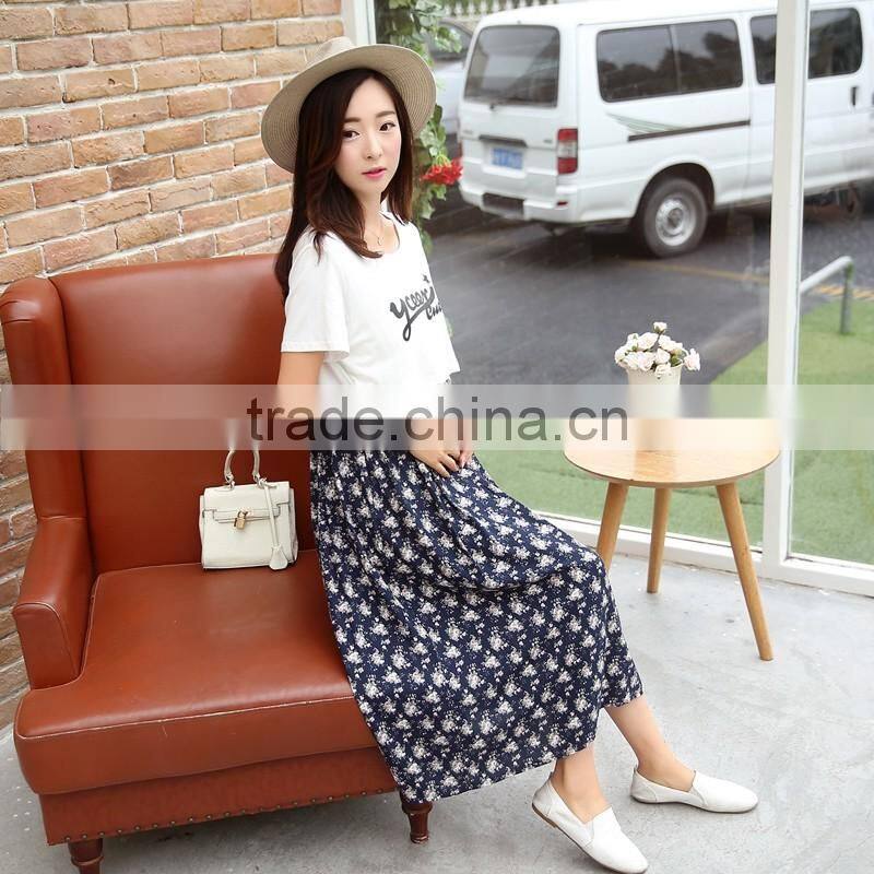 Korean Style Short Sleeve Blouse Printed Pregnant Maxi Dresses Ladies Maternity Dress