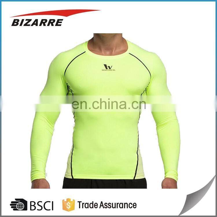 Low MOQ mens long sleeve compression tshirts for gym and fitness