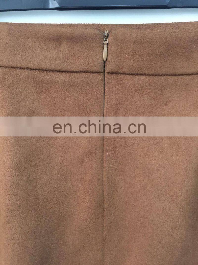 The new spring and summer 2017 composite faux suede zipper skirts