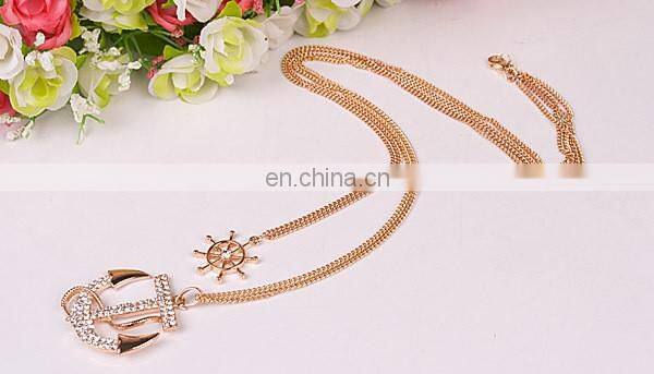Fashion Design Boat Anchor Navy Necklace Double Sweater Chain