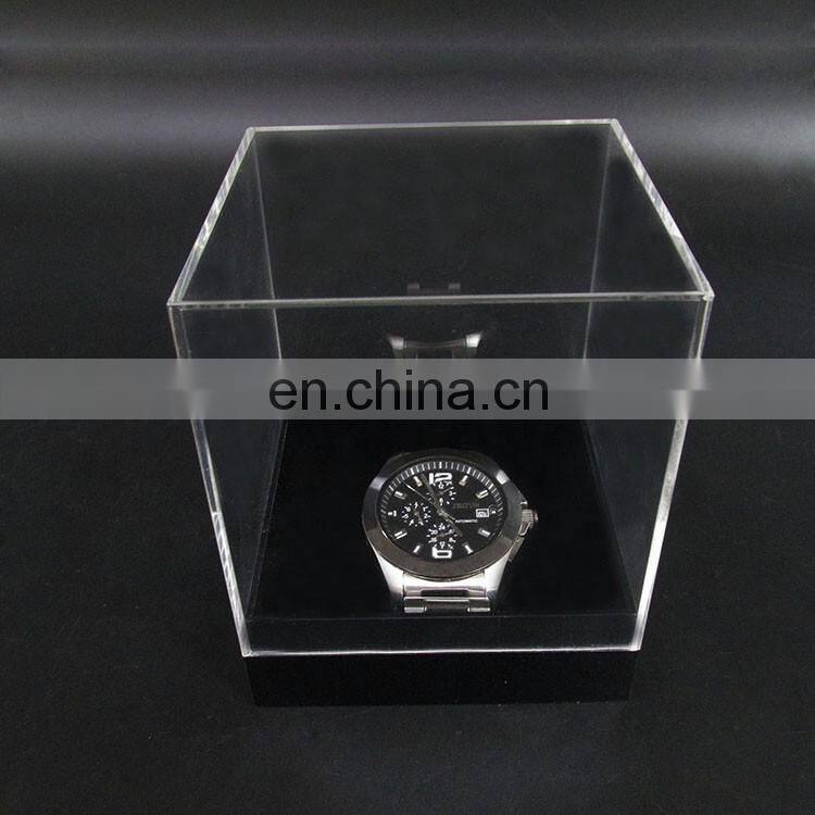 Cube Square Shape Clear Small Acrylic Display Boxes Transparent Plexiglass Perspex Jewellry Display Box With Black Base