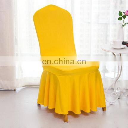 High Quality Banquet Used Ruched Spandex Plain Dyed Chair Covers With Skirt