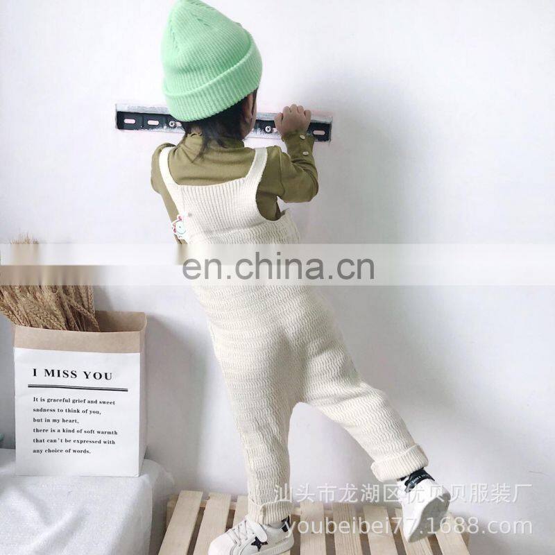 Latest Design Pink Knitted Jumpsuits 100% Cotton kid Girl knitted pants On SALE 2020 Knitted Overall