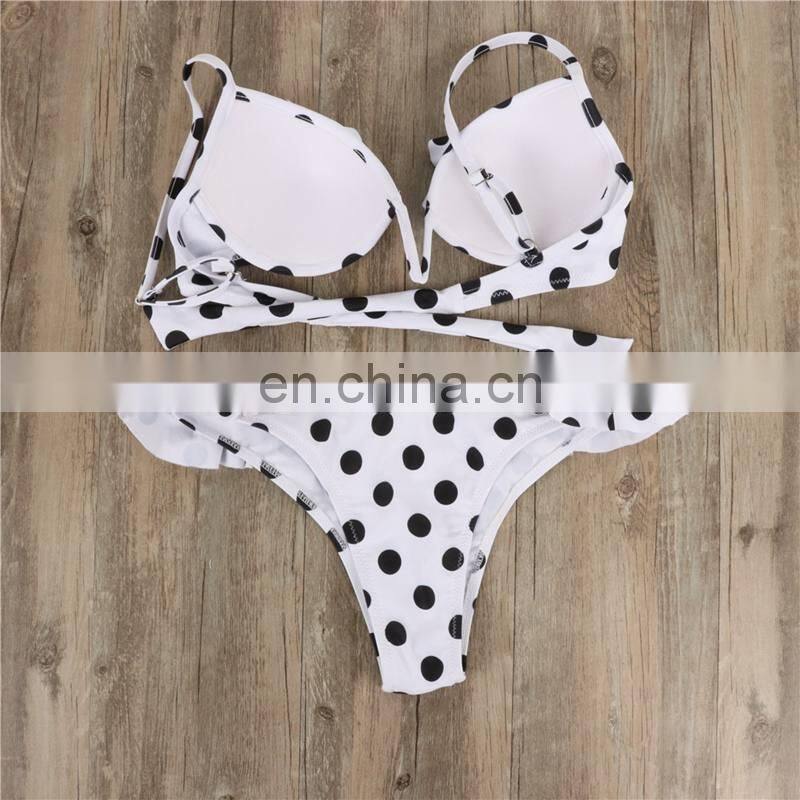 2019 new steel plate bikini print gathered ladies swimwear split with chest pad hot sale net red swimsuit