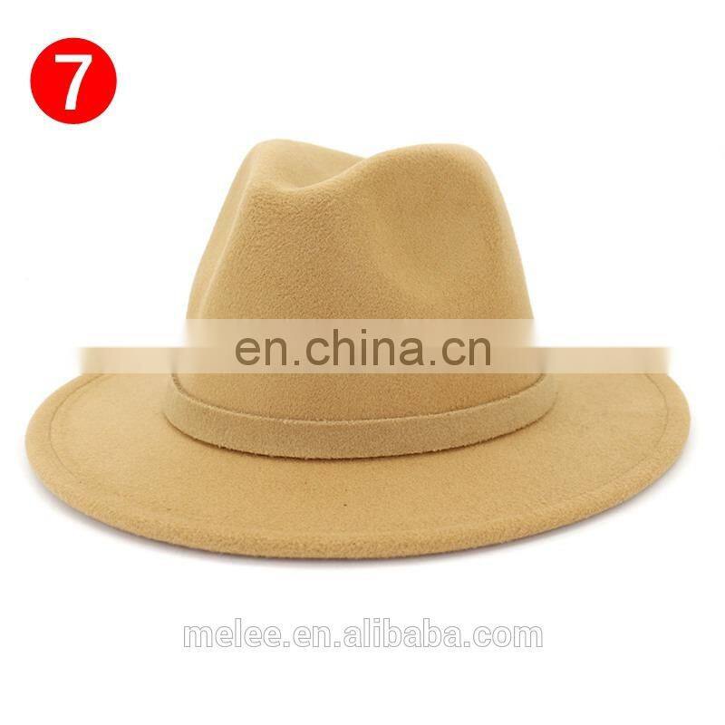 Cheap Flat Brim Colorful Panama Wide Fedora Hat for Women Men 100% Wool Felt Fedora Jazz Wide Brim Hat