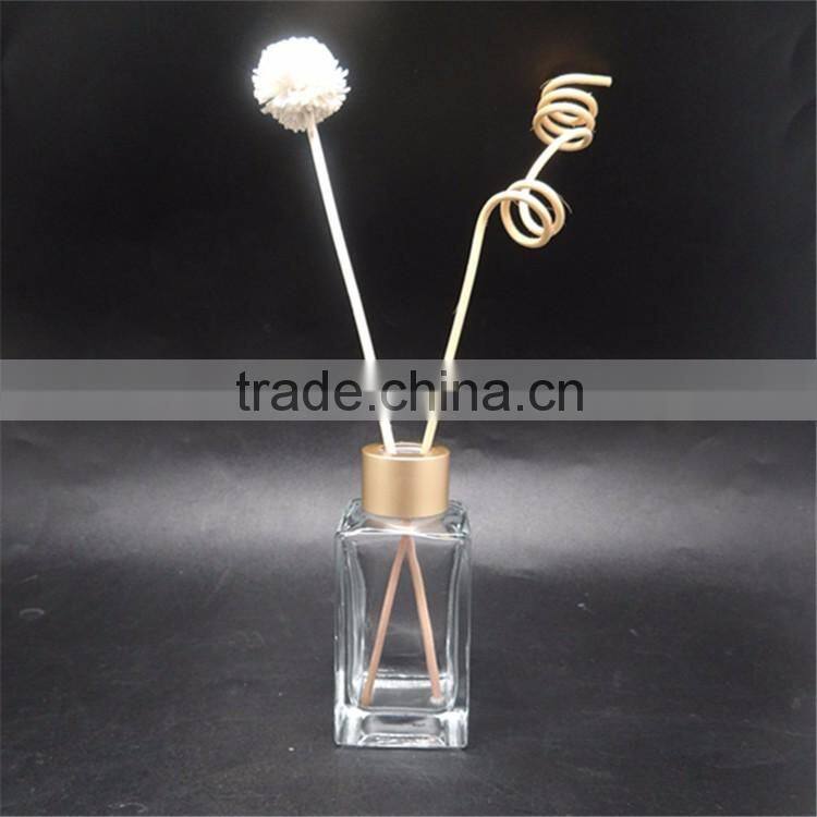 90ml square glass material clear color aroma diffuser bottles with aluminum caps