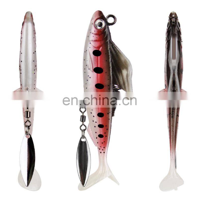 High Quality 8.5cm12.5g with Sequins VMC Single Hook Simulation Fishing Bait Soft Lead Fish