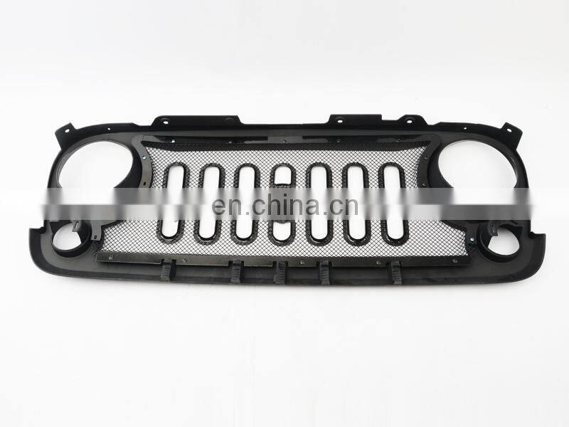 Front Grille with mesh for Jeep Wrangler jk 07+ accessories black ABS grille for Jeep Auto