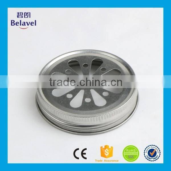 Wholesale cheap silver mason jar lid with hole metal custom screw lids