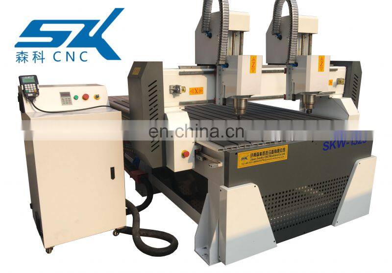 Strong model T shape double heads 1325 wood CNC with 4 axis rotary 200mm diameter DSP A18 controller