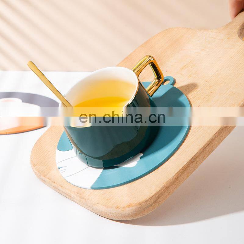 Heat Insulation Non-slip Coffee Table Cup Mats Pad Placemat Cartoon Silicone Coaster Kitchen Accessories