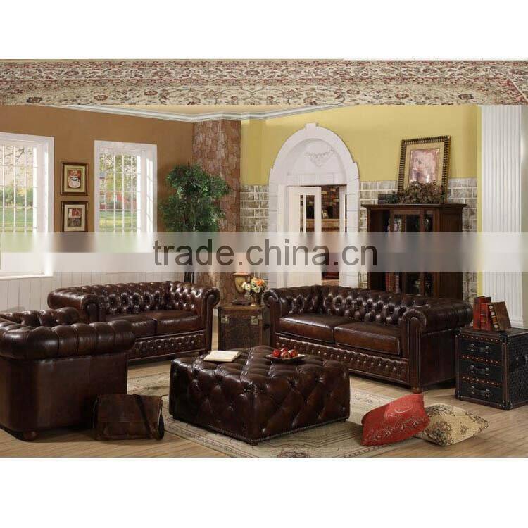 Antique Home Furniture Chesterfield Sofa Set/Home furniture Antique Appearance leather sofa