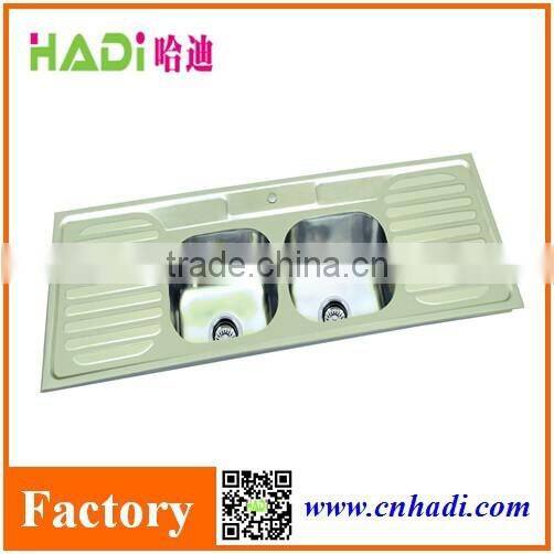 1.5m double bowl with drainboard sinks tainless steel kitchen sink HD15050D
