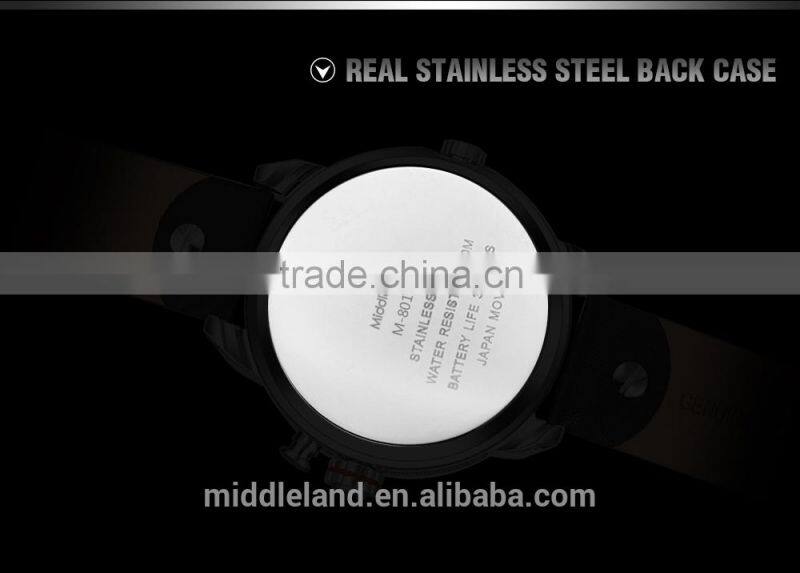 2015 hot fashion double time watch cheap leather band watches