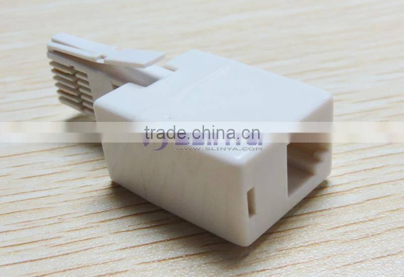 US RJ11 Telephone Socket to UK BT Plug Telephone Adapter