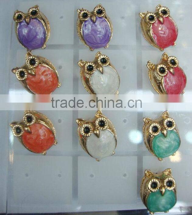 Lovely Enamel fish stud earring pins, fashion alloy stud earring pin with rhinestone