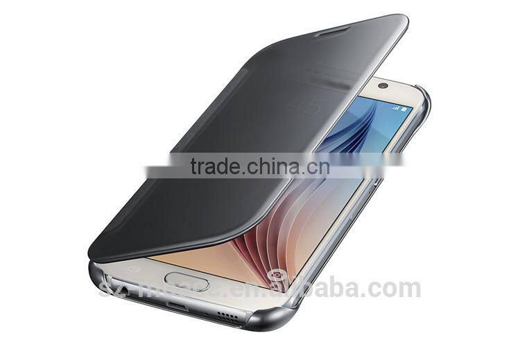 Clear View Hyperbolic Mirror Flip Smart Leather Case Cover for Samsung Galaxy S6