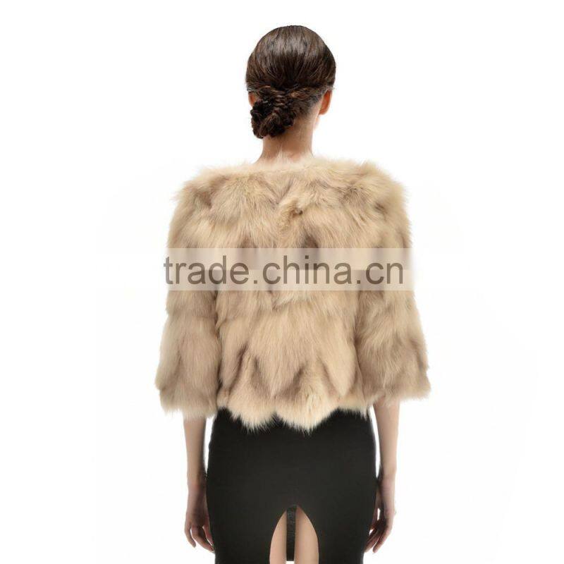 Hot Sell Short style Lady Winter charming Clothing Natural Fox Foot Fur Coat