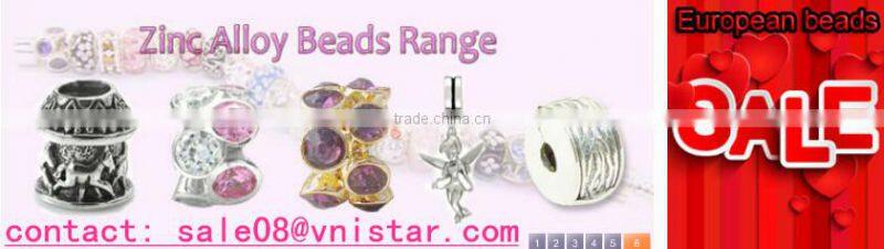 Vnistar Silver plated bead PBD1035, heart-shaped bead fit for european bracelet size in 10*11mm