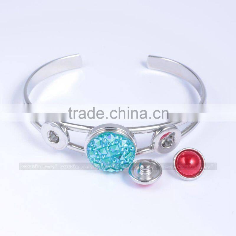 Mixed styles bangle Metal Snap Button Jewelry Charm Rhinestone Styles bangle SZ0011