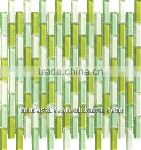 15x48mm Crystal Glass Mosaic-Green Color, Cheap Price Crystal Glass Mosaic