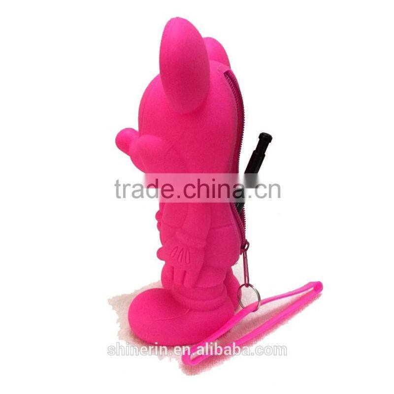 Kawaii stationery Mickey Mouse Silicone Pen Pencil Holder Case bags