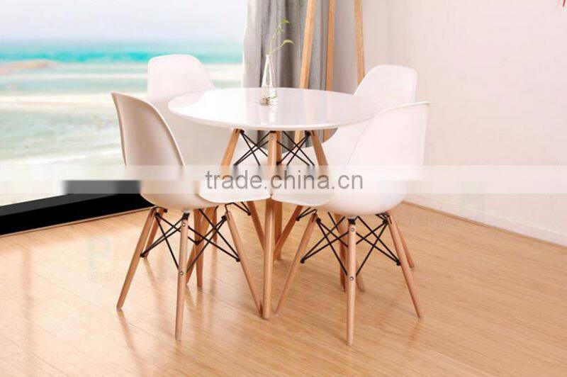 Modern living room furniture PP Plastic Table with Wooden Legs