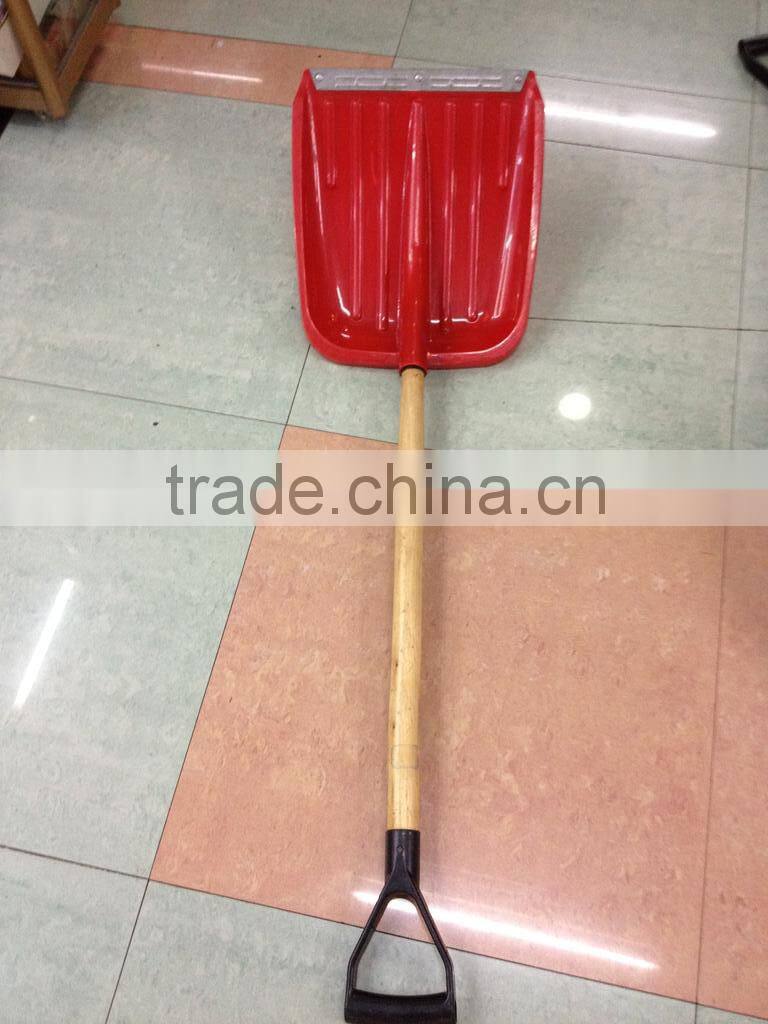 Plastic push snow shovel/ Snow shovel with wooden handle/long handle snow shovel