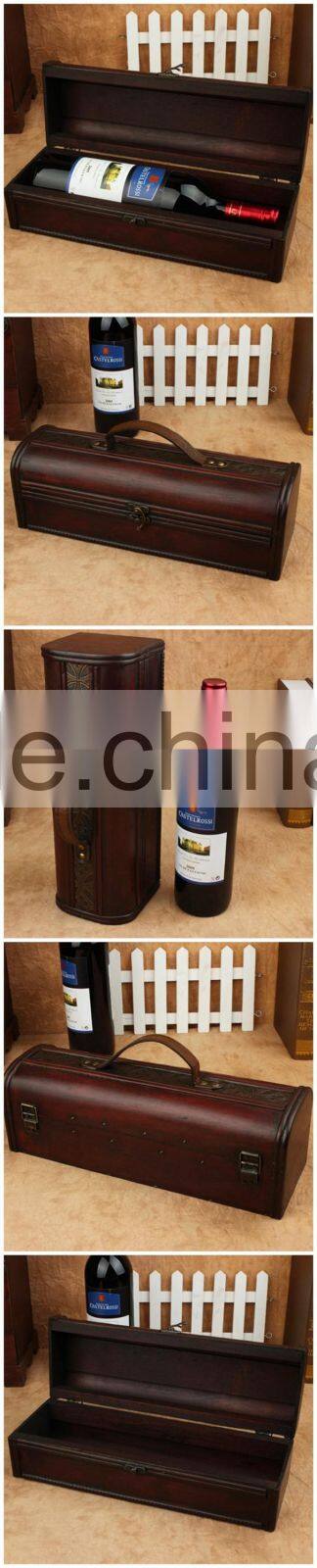Wholesale Custom Vintage Pine Wood Single Wine Box